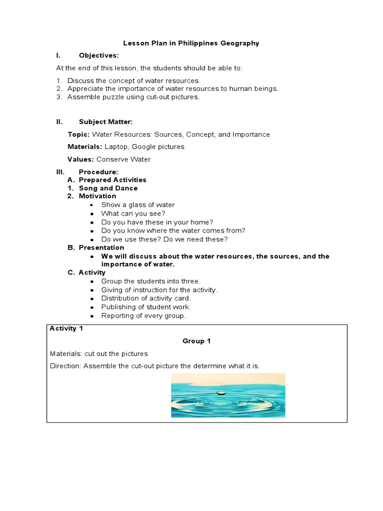 Water Resources Lesson Plan | PDF | Water | Water Resources