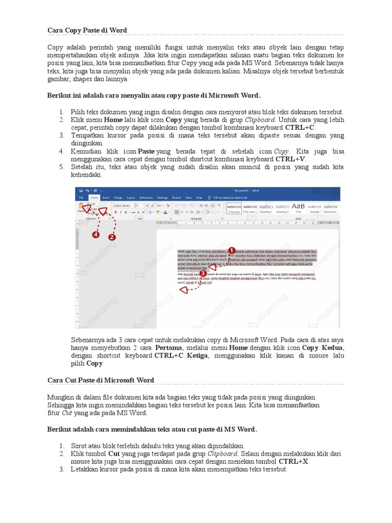 Cara Copy Paste Di Word | PDF