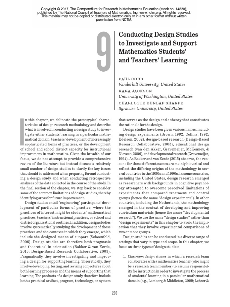 2017 NCTM Compendium Ch9. Conducting Design Studies (5229) - 1-13 | PDF ...
