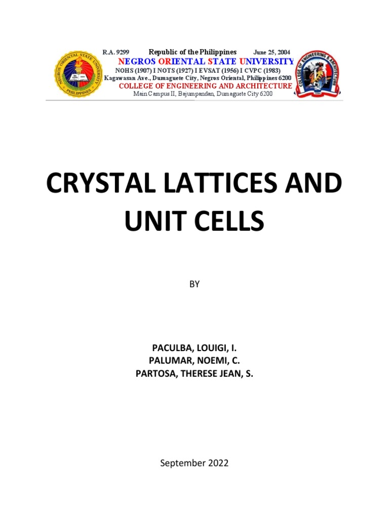 Crystal Lattices & Unit Cells Guide | PDF | Crystal Structure | Chemistry