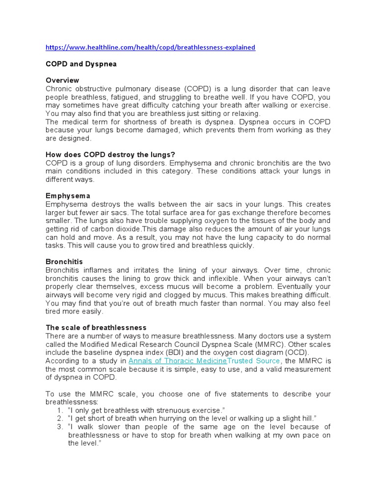 Copd & Dyspnea | PDF | Chronic Obstructive Pulmonary Disease | Lung