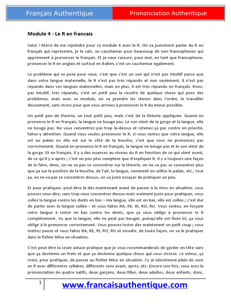 Module+4+ +1+Le+R+en+Francais66ft | PDF | Langue française | Linguistique