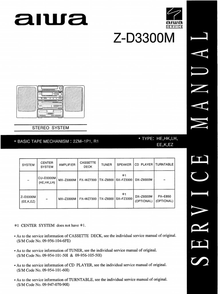Aiwa Z-D3300M Service Manual Overview | PDF