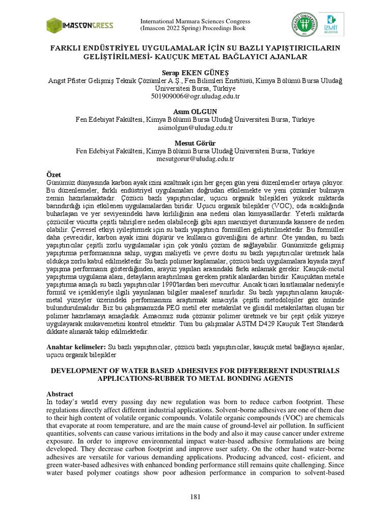 Development of Water Based Adhesives For Differerent Industrials