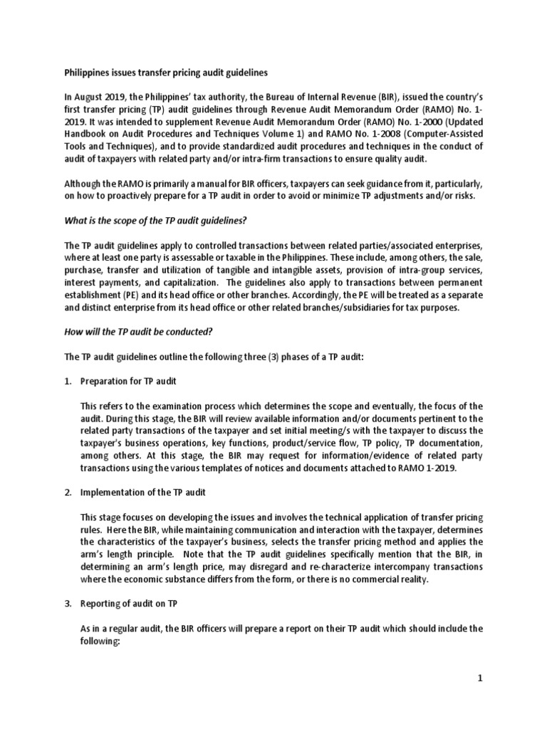 PH TP Audit Guidelines | PDF | Audit | Taxes