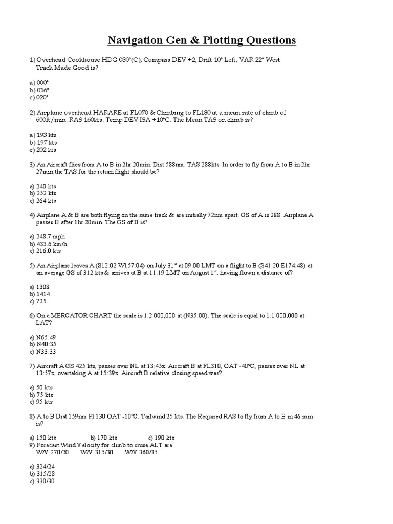 Navigation Questions and Solutions PDF Transport Aeronautics