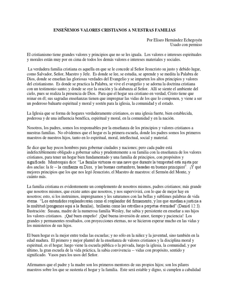 Valores Cristianos en la Familia | PDF | Moralidad | Iglesia Católica