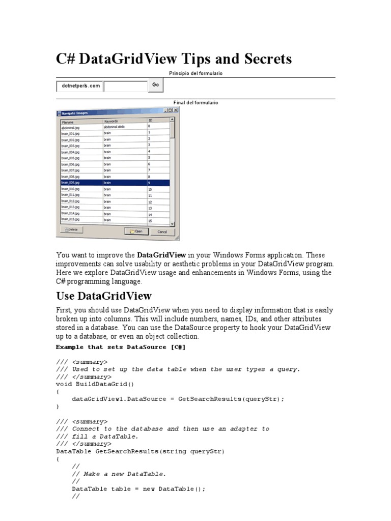 Data Grid View Tips and Secrets | C Sharp (Programming Language ...