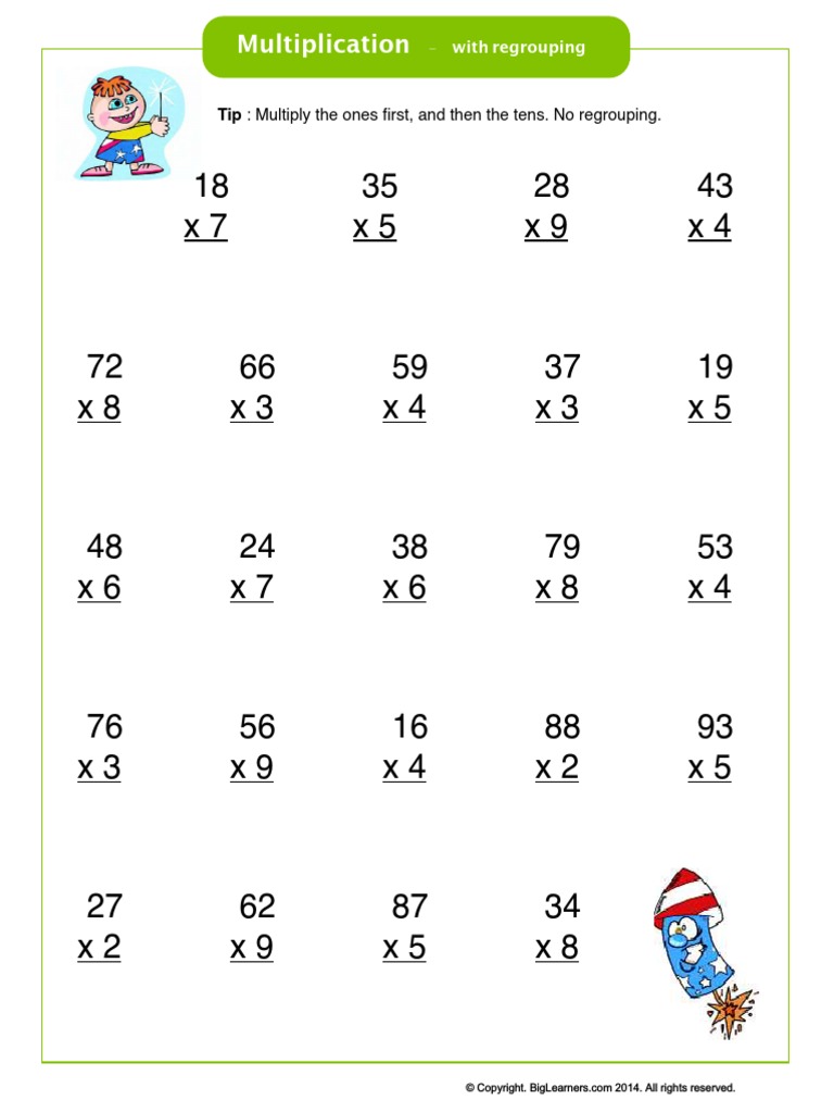Multiplication With Regrouping | PDF