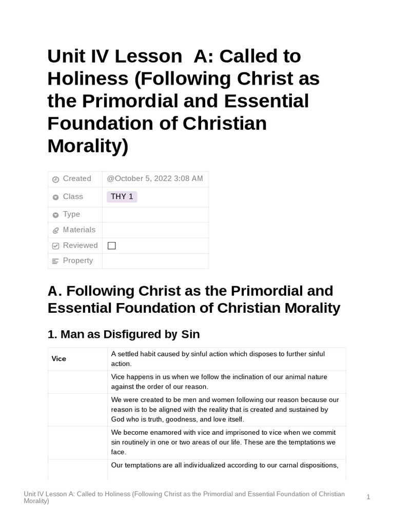 Called to Holiness: Christian Morality Guide | PDF | Seven Deadly Sins ...