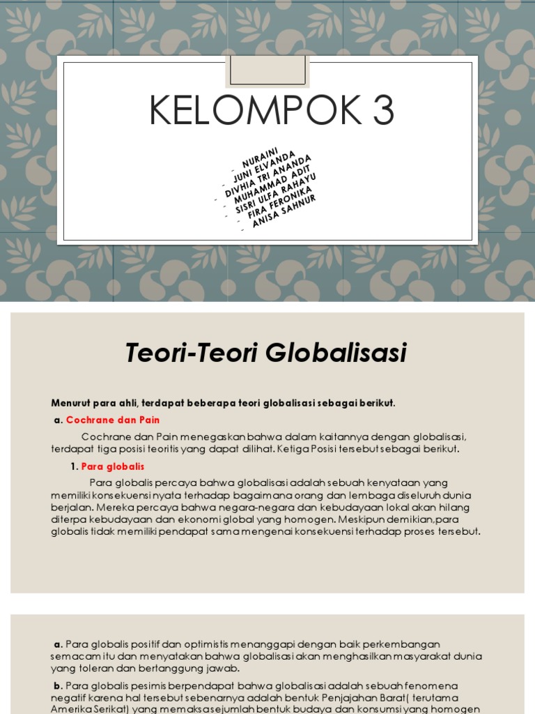 Teori Globalisasi: Cochrane dan Ritzer | PDF | Politik