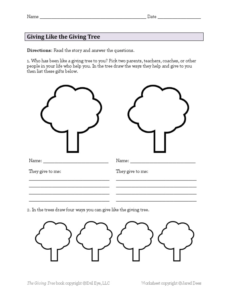 The Giving Tree Worksheet | PDF