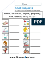 School Subjects Worksheet 2