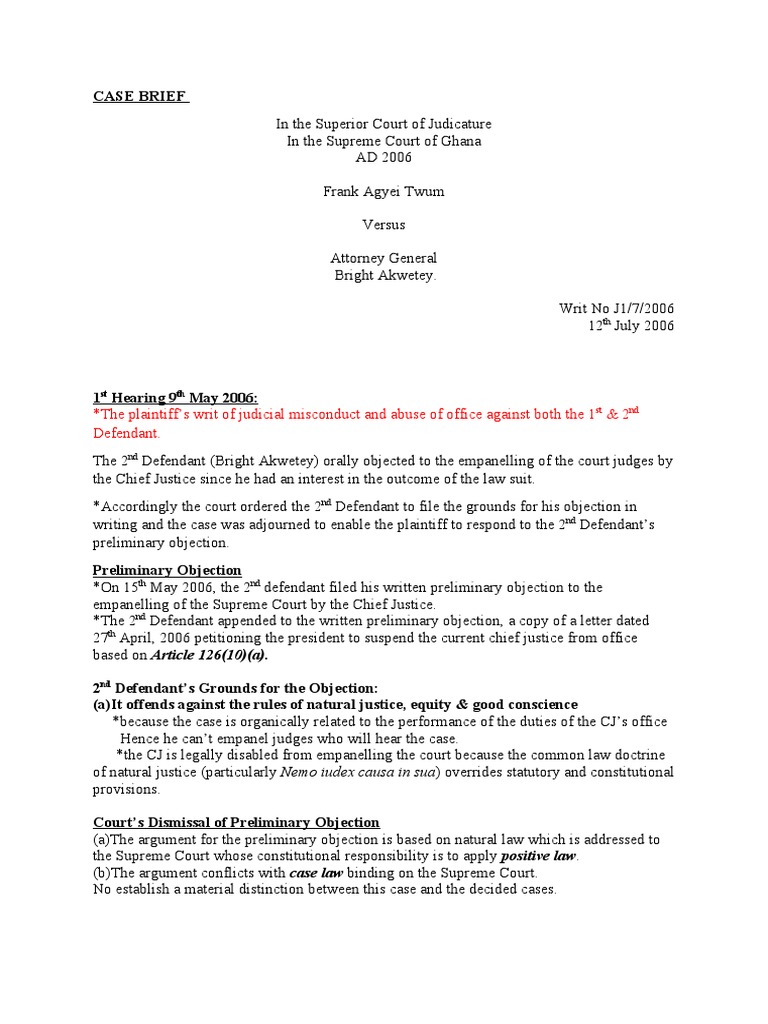Agyei Twum v Attorney General Case Brief | PDF | Habeas Corpus ...
