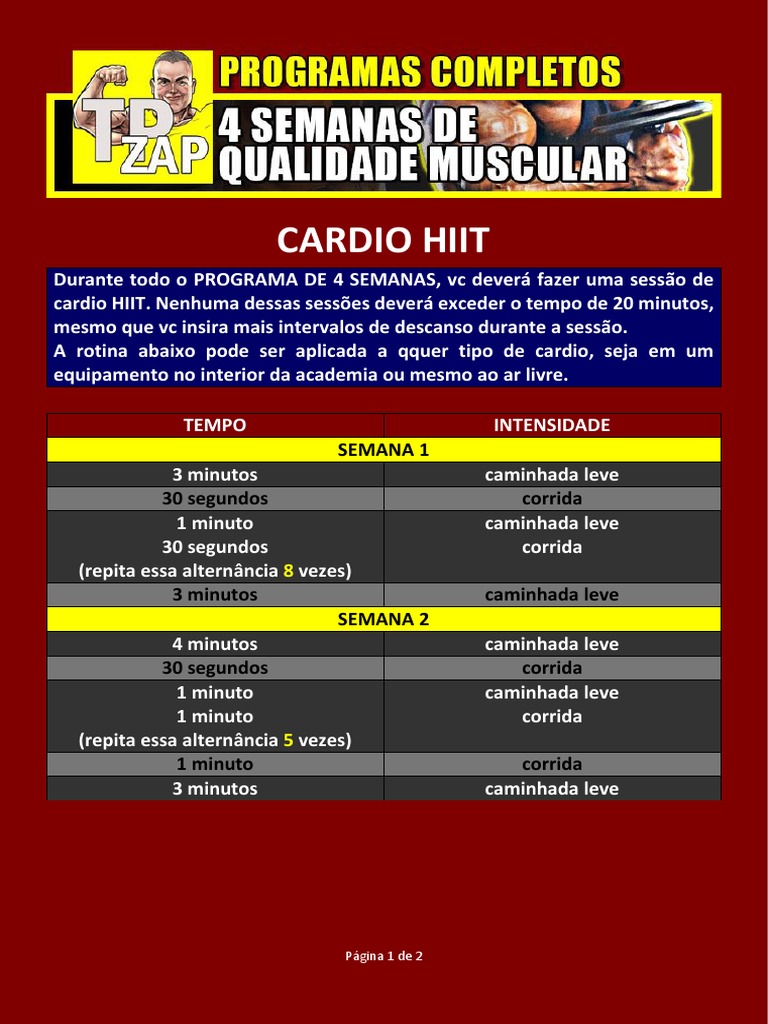 Programa de Cardio HIIT de 4 Semanas | PDF
