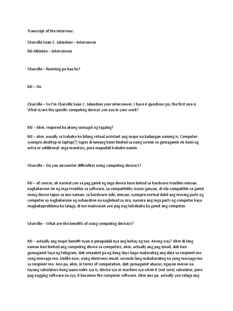 Transcript of The Interview | PDF