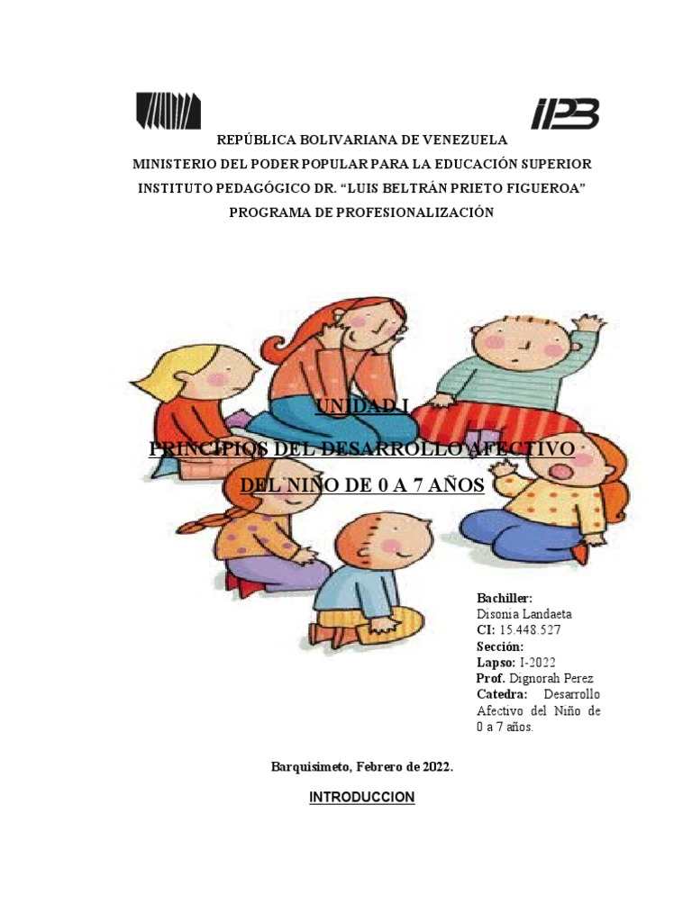 Desarrollo Afectivo en Niños de 0 a 7 Años | PDF | Teoría de apego ...