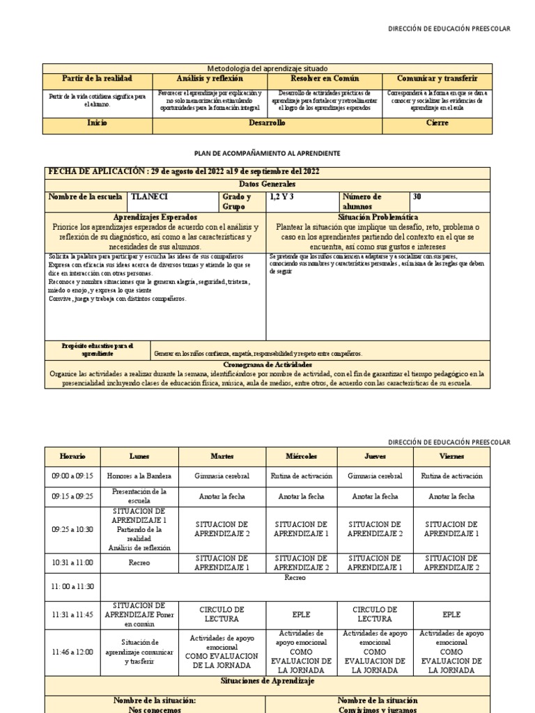 Plan de Adaptacion 2022-2023 | PDF | Educación de la primera infancia ...