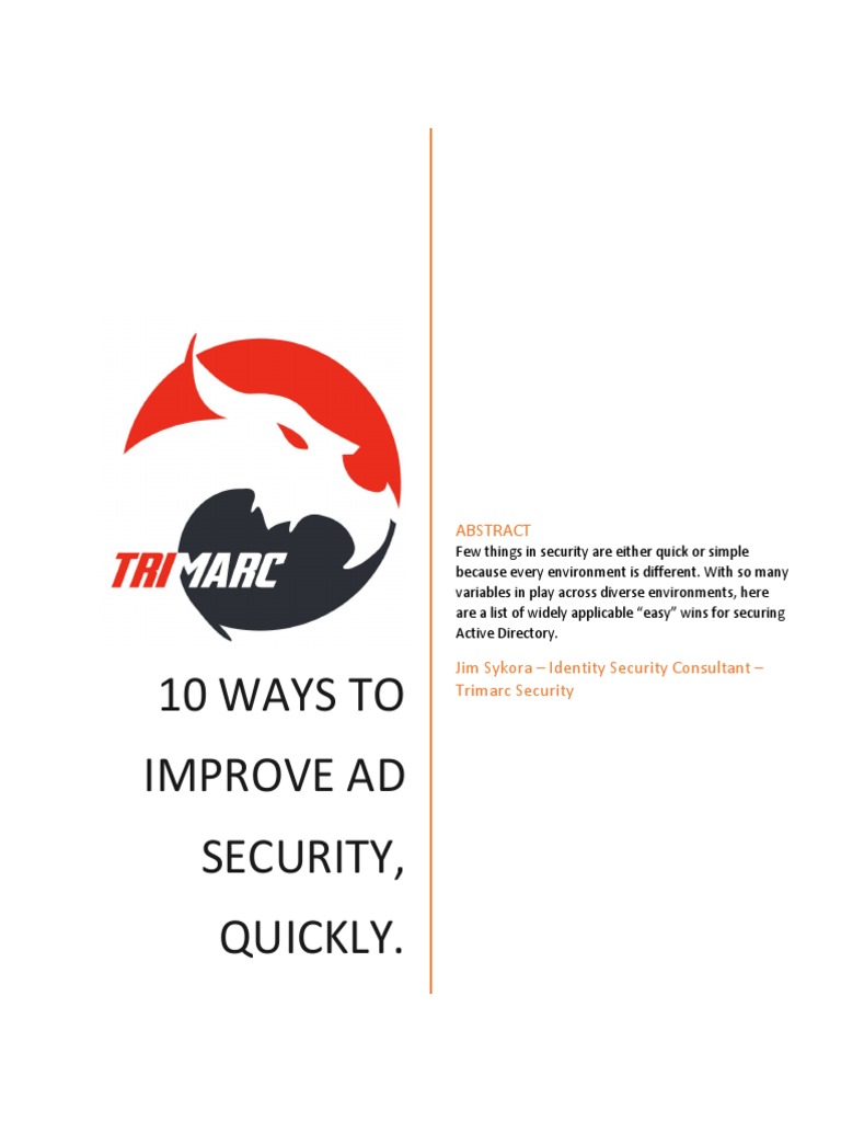 Improving AD Security Quickly Whitepaper | PDF | Password | Active ...
