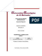 TAREA REGRESION Y CORRELACION LINEAL, Cesar Martinez 1209532020