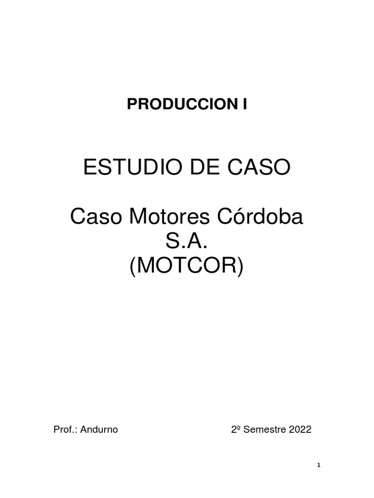 Desafíos de MOTCOR en Producción de Motores | PDF | Business | Toma de ...