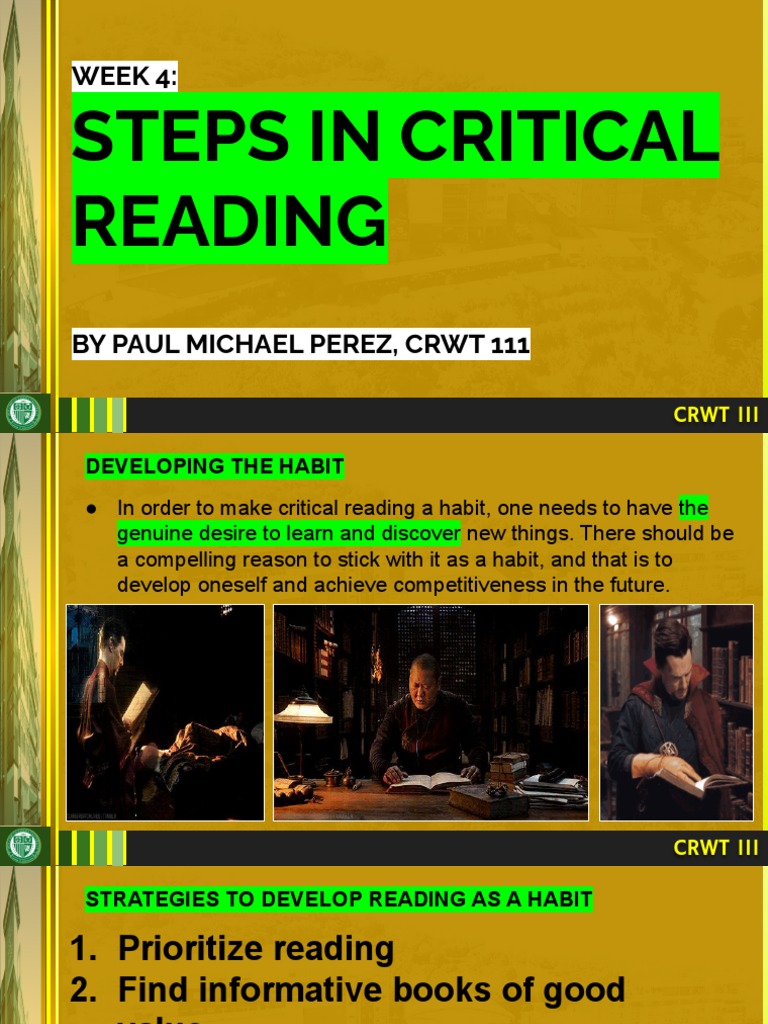 Steps for Effective Critical Reading | PDF | Evaluation | Speed Reading