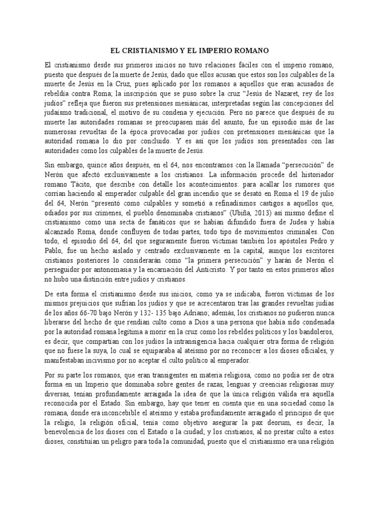 Cristianismo y Persecución en Roma | PDF | Jesús | imperio Romano