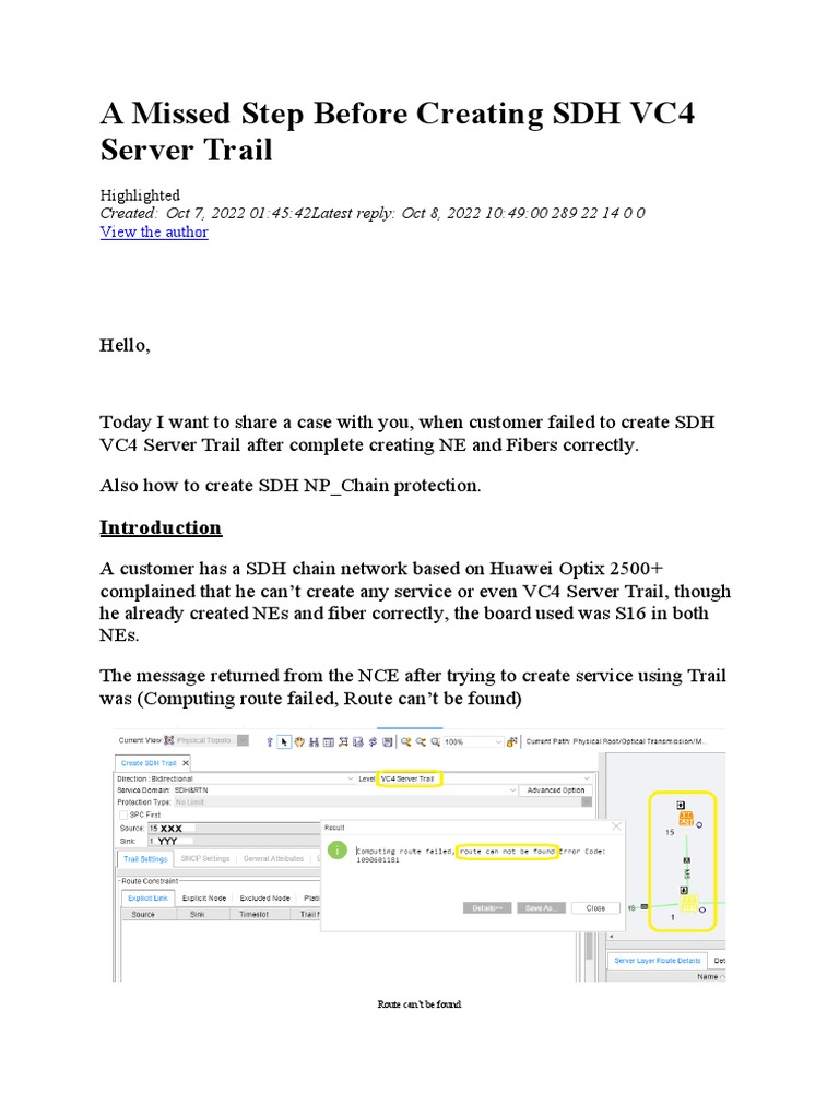 A Missed Step Before Creating SDH VC4 Server Trail | PDF | Business ...