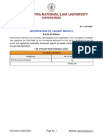 Notification of Vacant Seats Institutional Round II