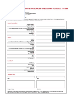 Standard Template for Supplier Onboarding to Henkel system with Guide