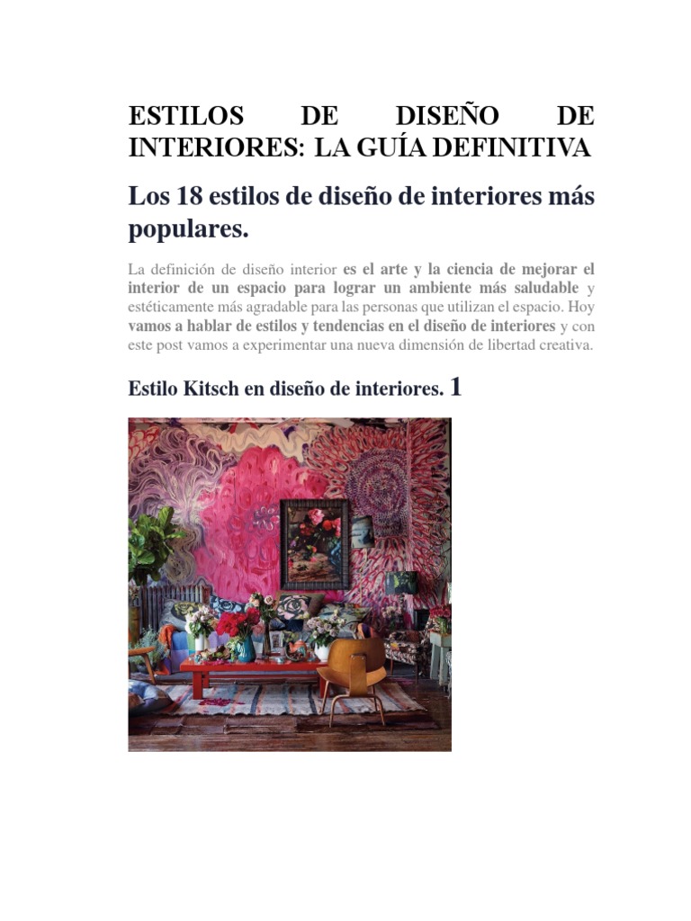 Guía de Estilos en Diseño de Interiores | PDF | Diseño | Color