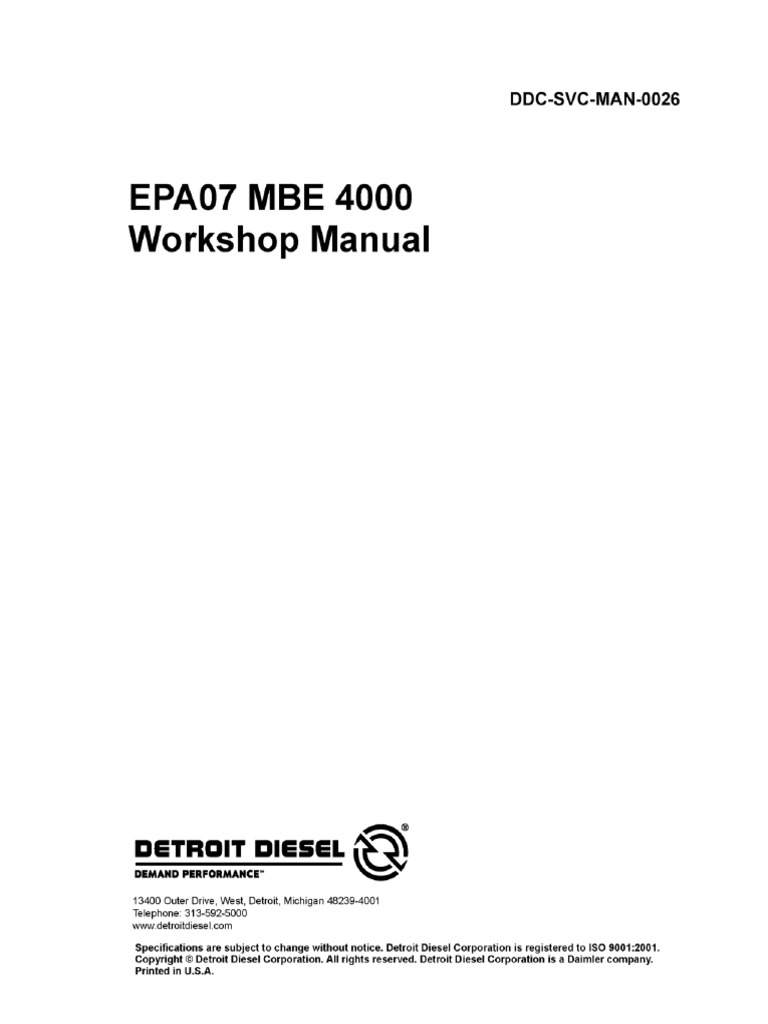 MBE 4000 Manual PDF Turbocharger Diesel Engine