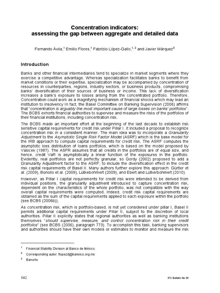 Concentration indicators bis pdf risk credit