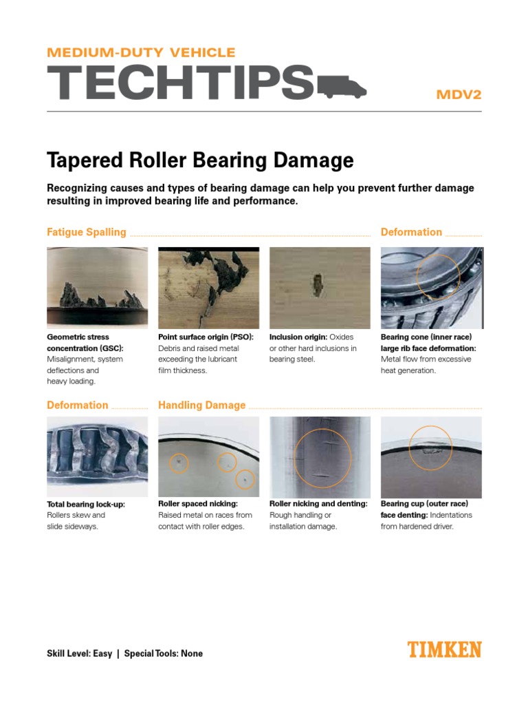 Timken MDV2 Tapered Roller Bearing Damage 10826 PDF Bearing