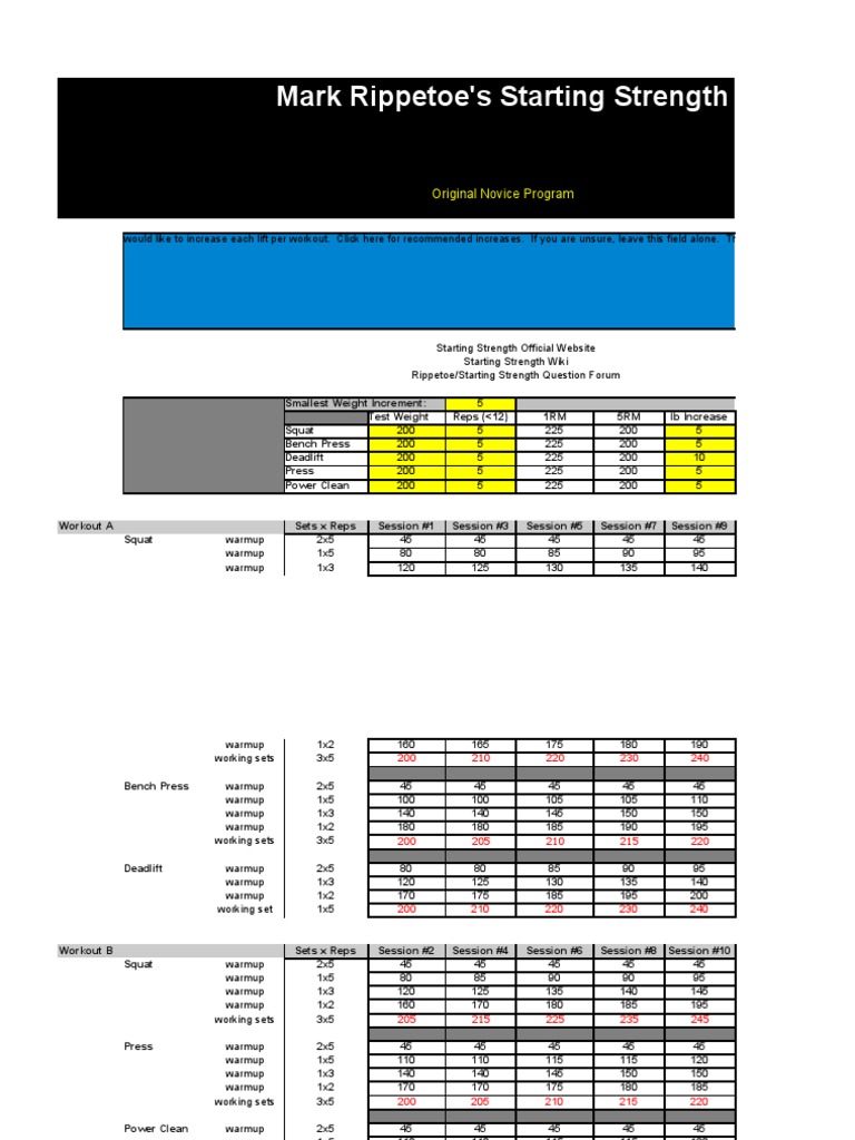 Starting Strength Logbook Calculator | PDF | Physical Exercise ...