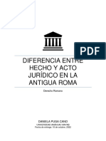 Diferencia Entre Hecho y Acto Jurídico en La Antigua Roma