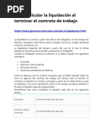 Cómo Calcular La Liquidación Al Terminar El Contrato de Trabajo