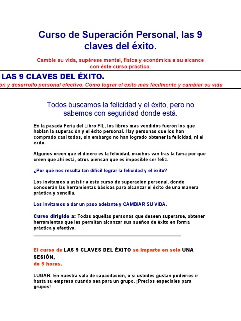Curso Práctico: 9 Claves del Éxito | PDF | Felicidad | Desarrollo personal