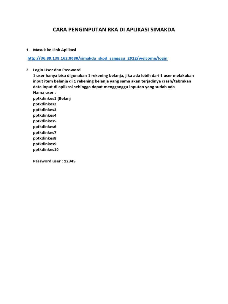 Panduan Input RKA di SIMAKDA | PDF