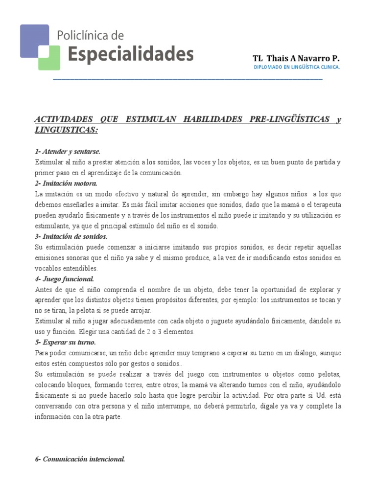 Actividades para Estimular el Lenguaje | PDF | Aprendizaje | Comunicación