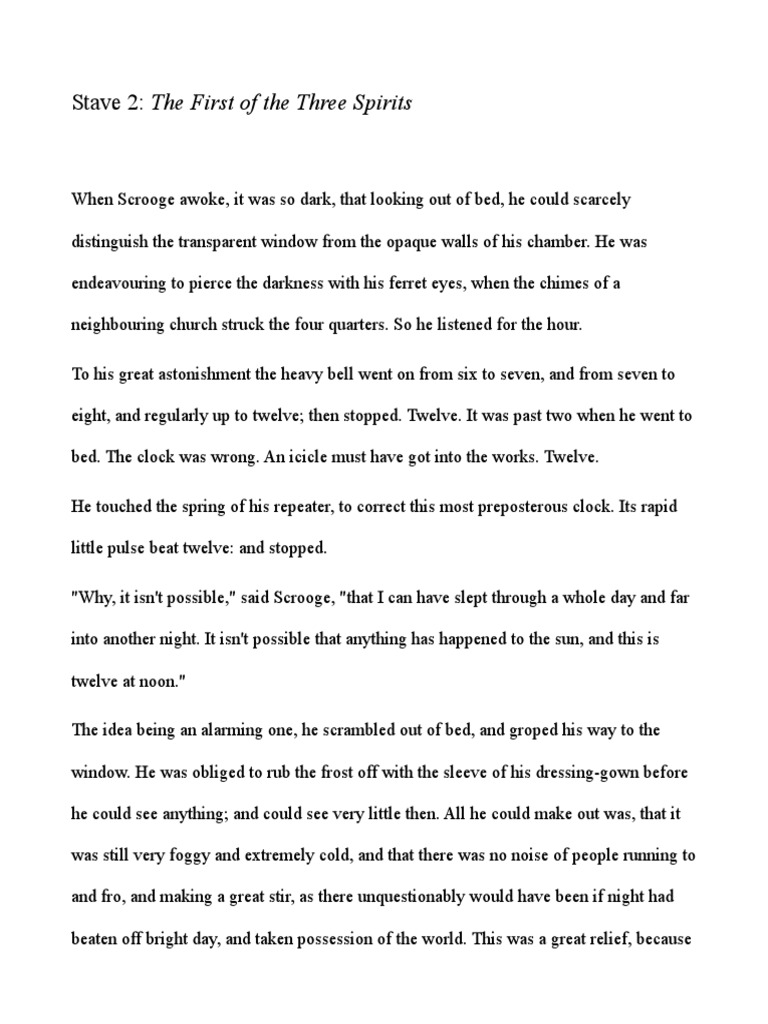 Stave 2: The First of The Three Spirits  PDF  Ebenezer Scrooge  Ghosts