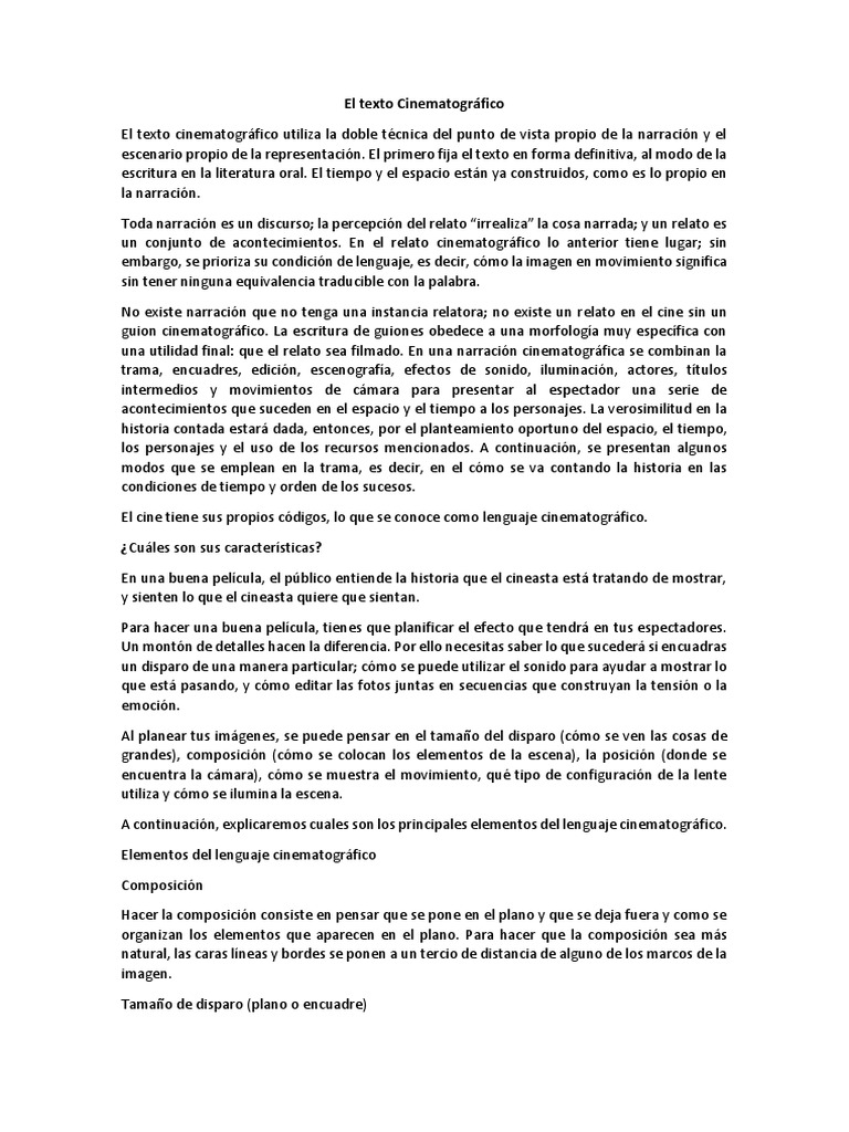 Elementos del Texto Cinematográfico | PDF | Narración