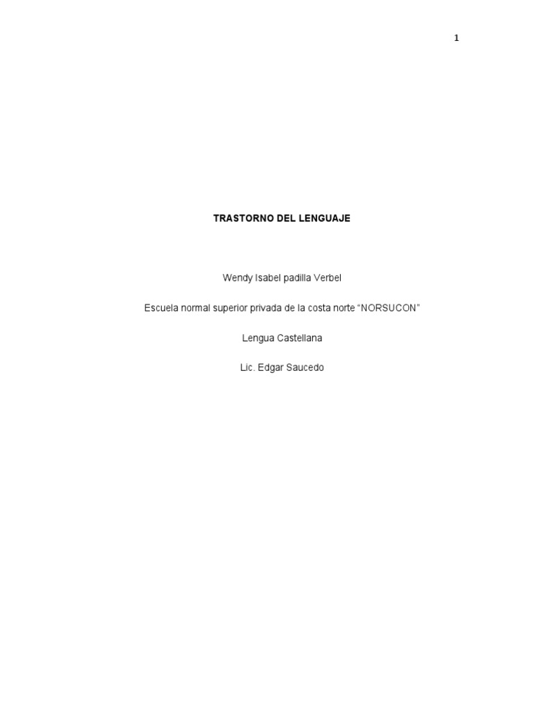 Trastorno del lenguaje pdf aprendizaje escritura