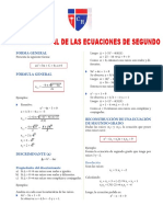 Formula General de Las Ecuaciones de Segundo Grado