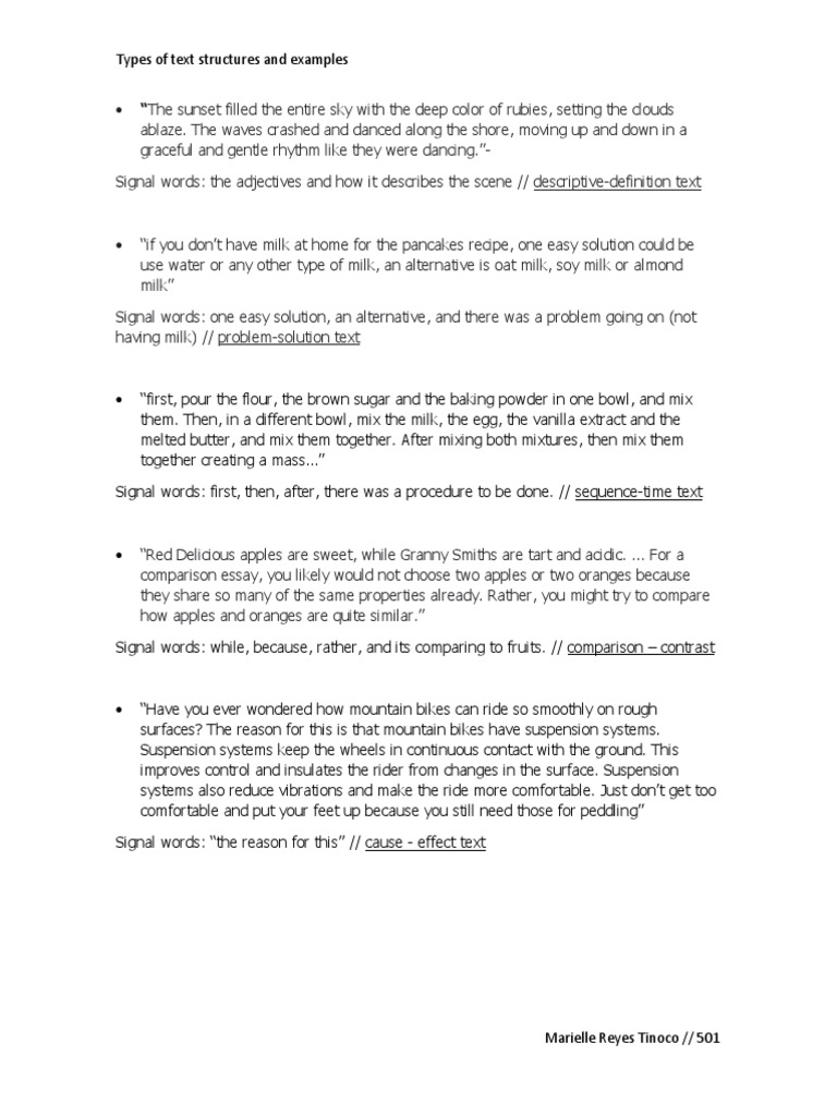 Types of Text Structures | PDF