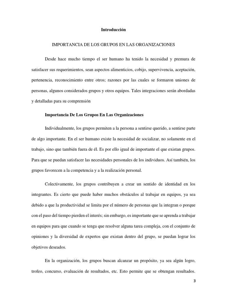 Importancia de los Grupos en Organizaciones | PDF | Liderazgo ...