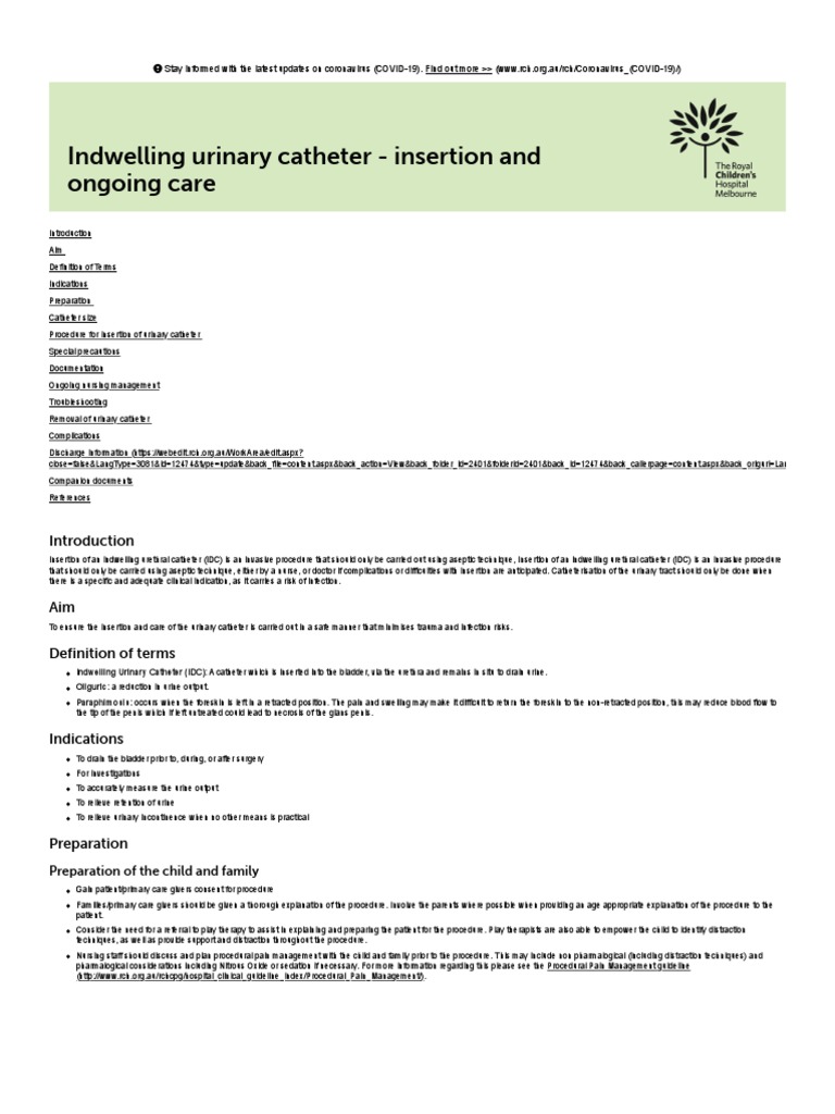Clinical Guidelines (Nursing) Indwelling Urinary Catheter Insertion