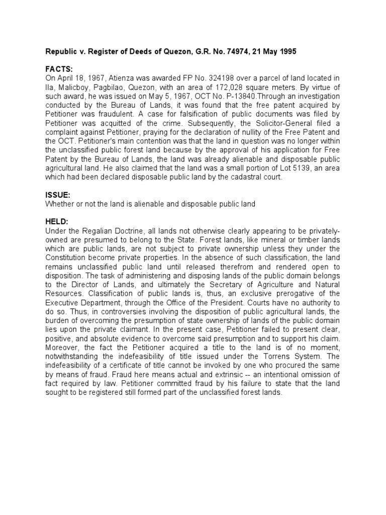 Case 51 VILLAR Republic v. Register of Deeds of Quezon, G.R. No