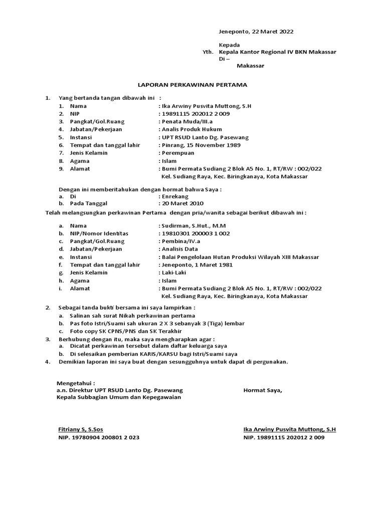 Format isian karis dan karsu jadi pdf