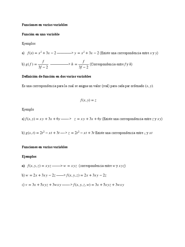 Funciones en varias variables conceptos fundamentales y aplicaciones